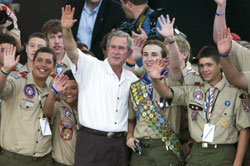 美國總統布殊探訪美國童軍全國大露營